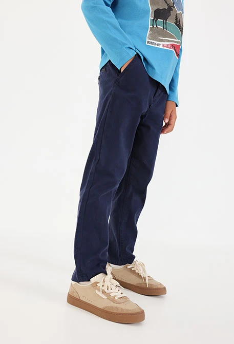 Elastische Satinhose für Jungen in Marineblau