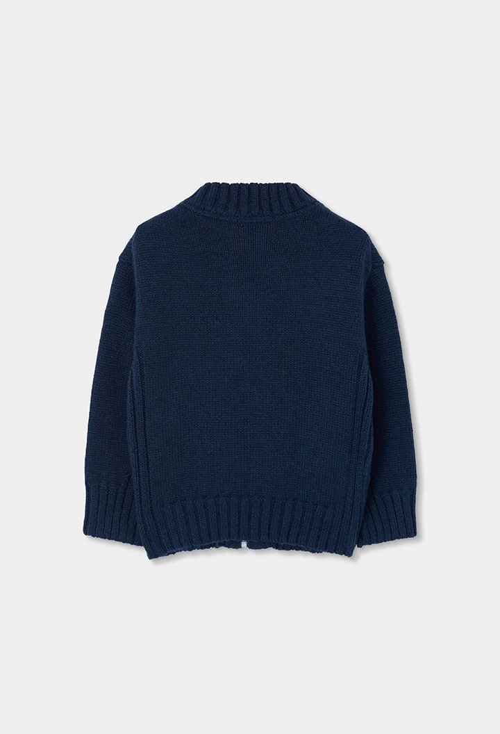 Veste en maille garçon bleu marine avec fermeture éclair