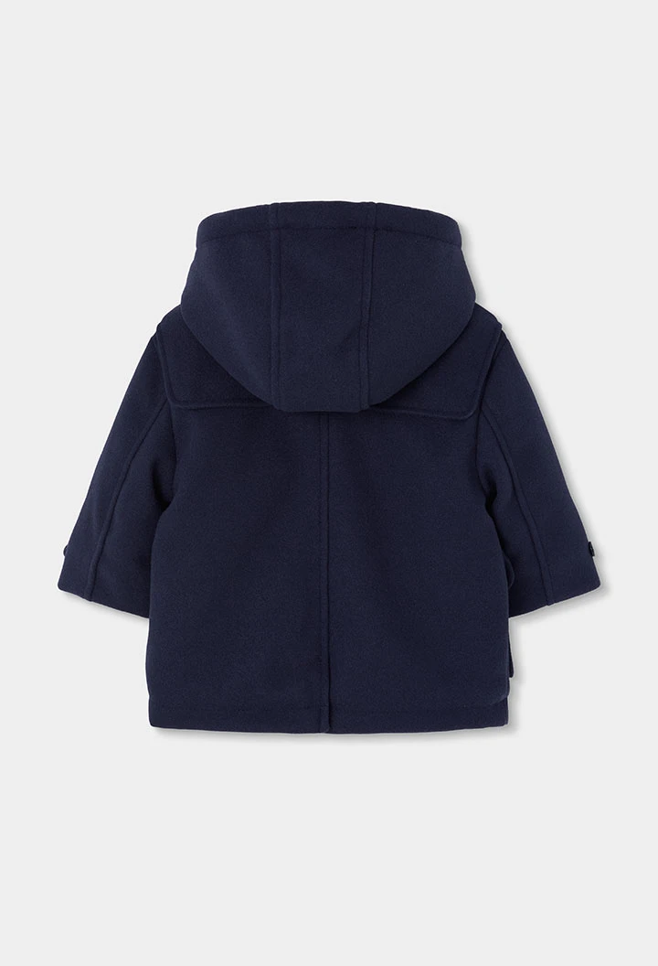 Duffle-coat en drap garçon bleu marine à capuche
