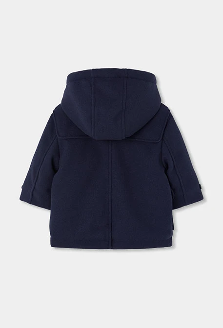 Duffle-coat en drap garçon bleu marine à capuche