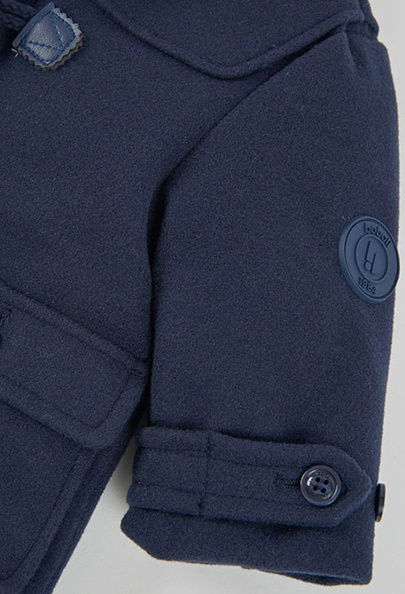 Duffle-coat en drap garçon bleu marine à capuche