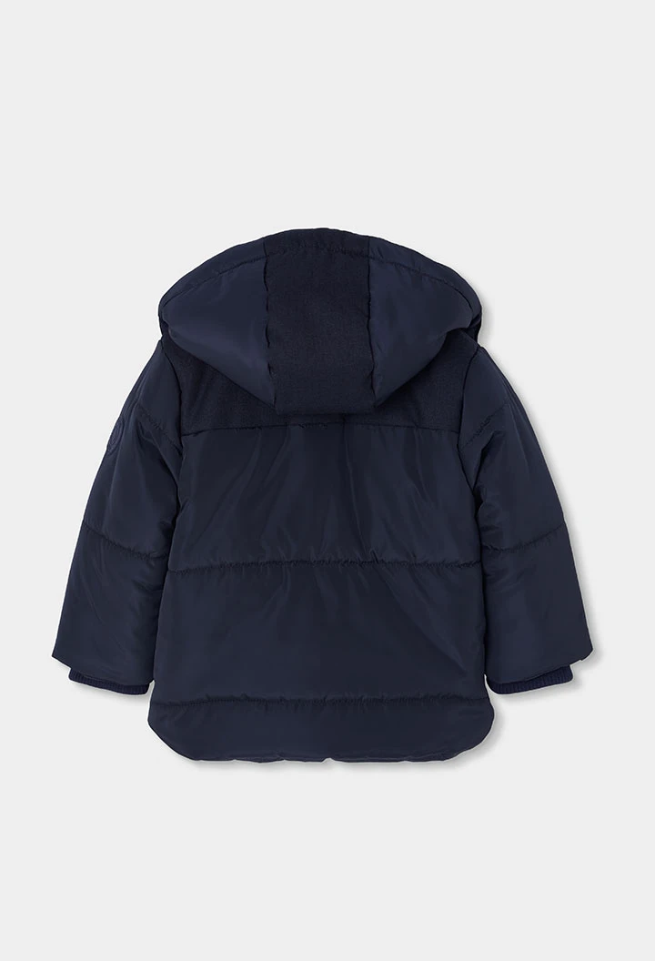 Parka en tissu technique garçon bleu marine à capuche