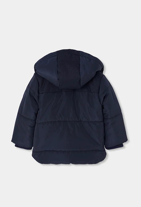 Parka en tissu technique garçon bleu marine à capuche
