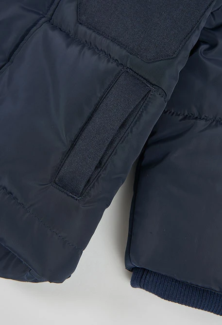 Parka en tissu technique garçon bleu marine à capuche