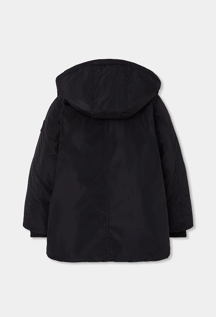 Parka en tissu technique garçon noire à capuche