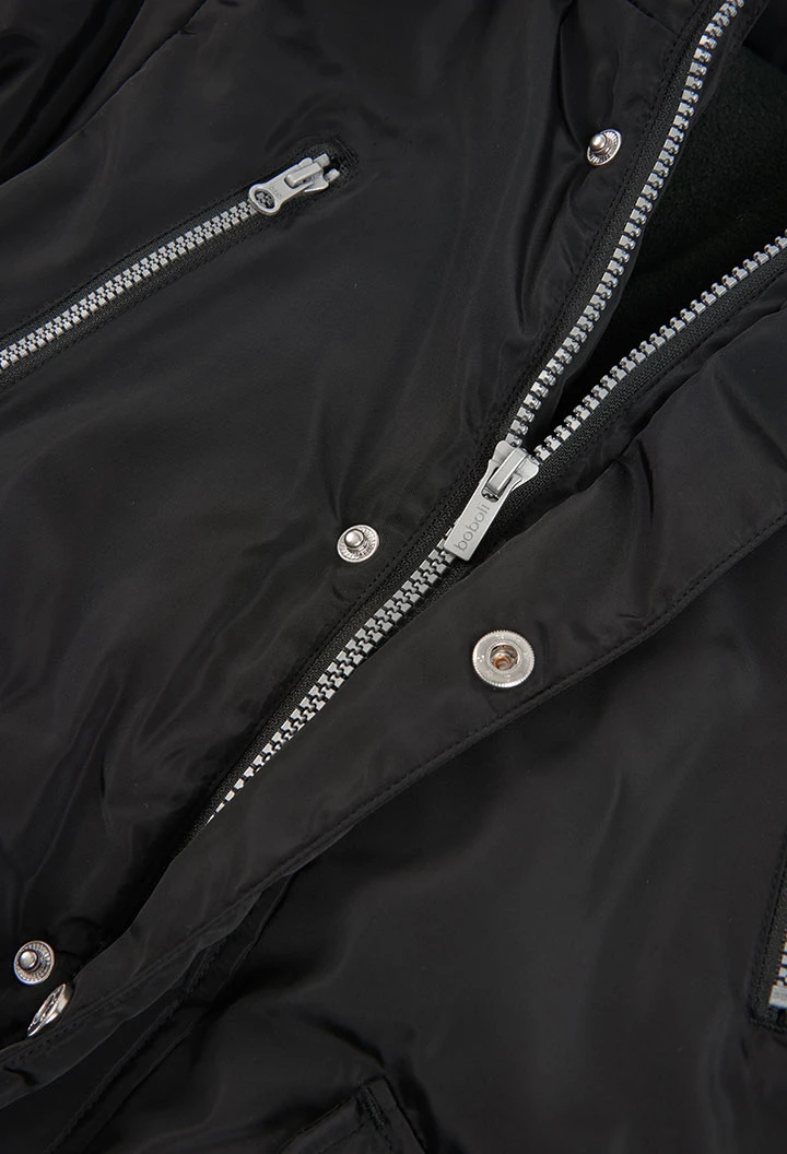 Parka en tissu technique garçon noire à capuche
