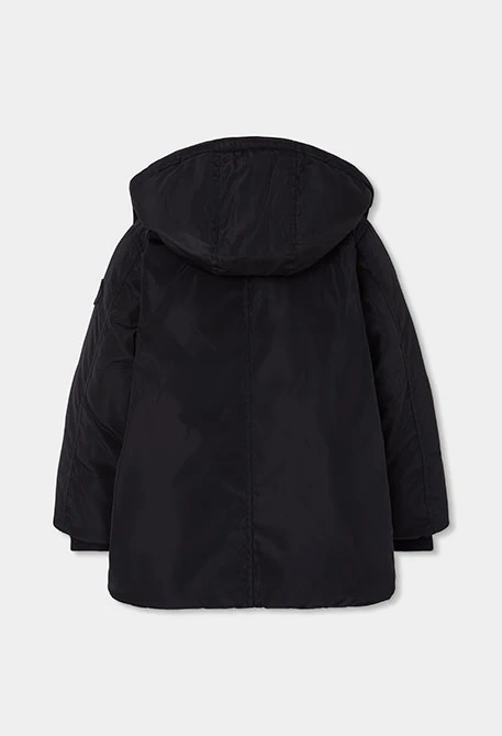 Parka en tissu technique garçon noire à capuche