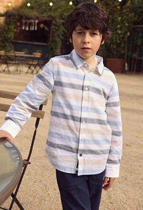 Camicia bambino lino rigato