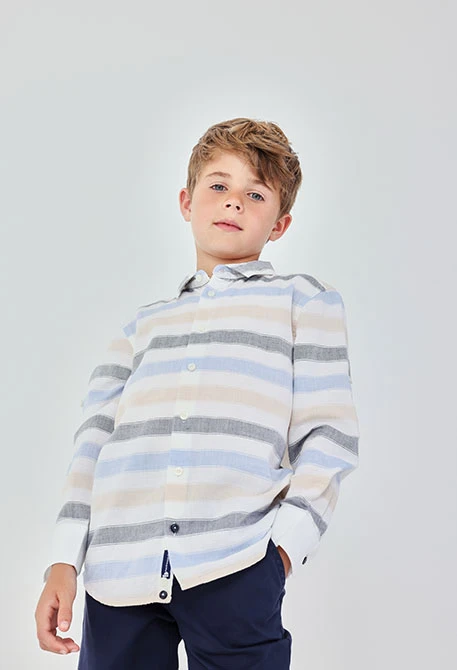 Chemise enfant en lin rayée