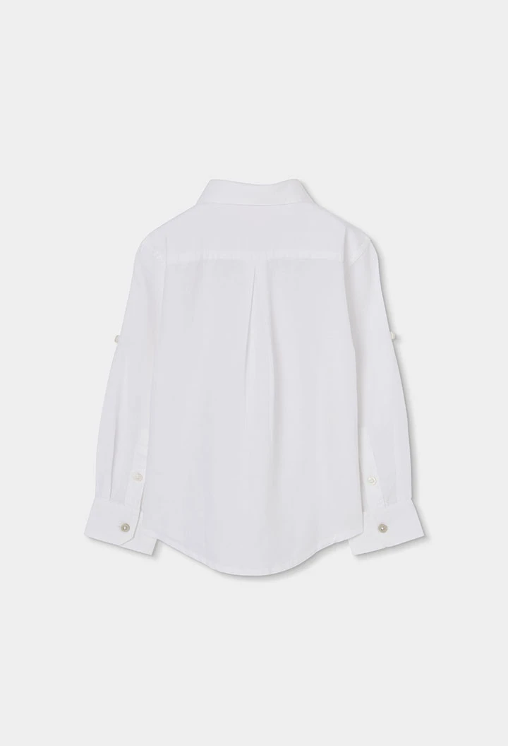 Camisa de nen lli blanc