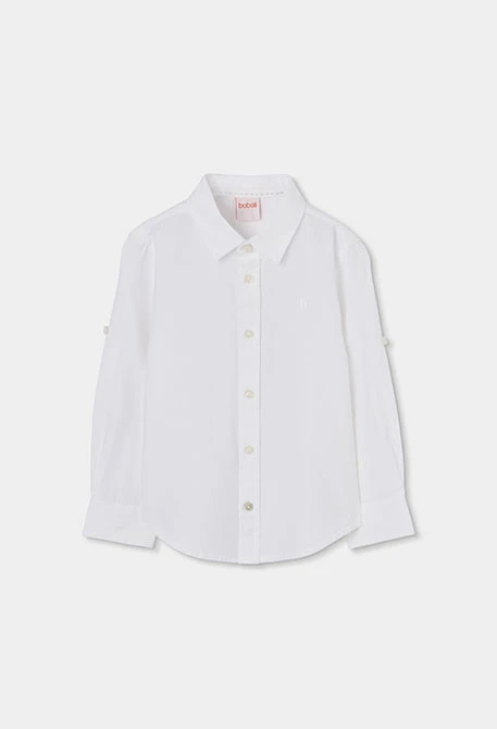Camisa de nen lli blanc
