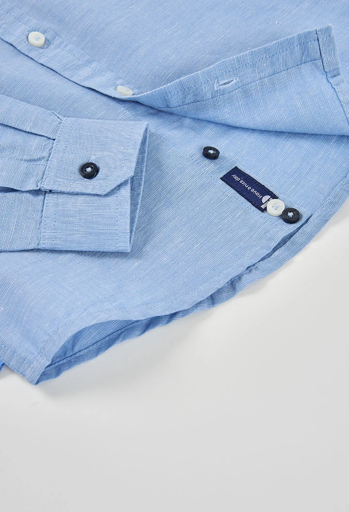 Camicia in lino azzurro bambino