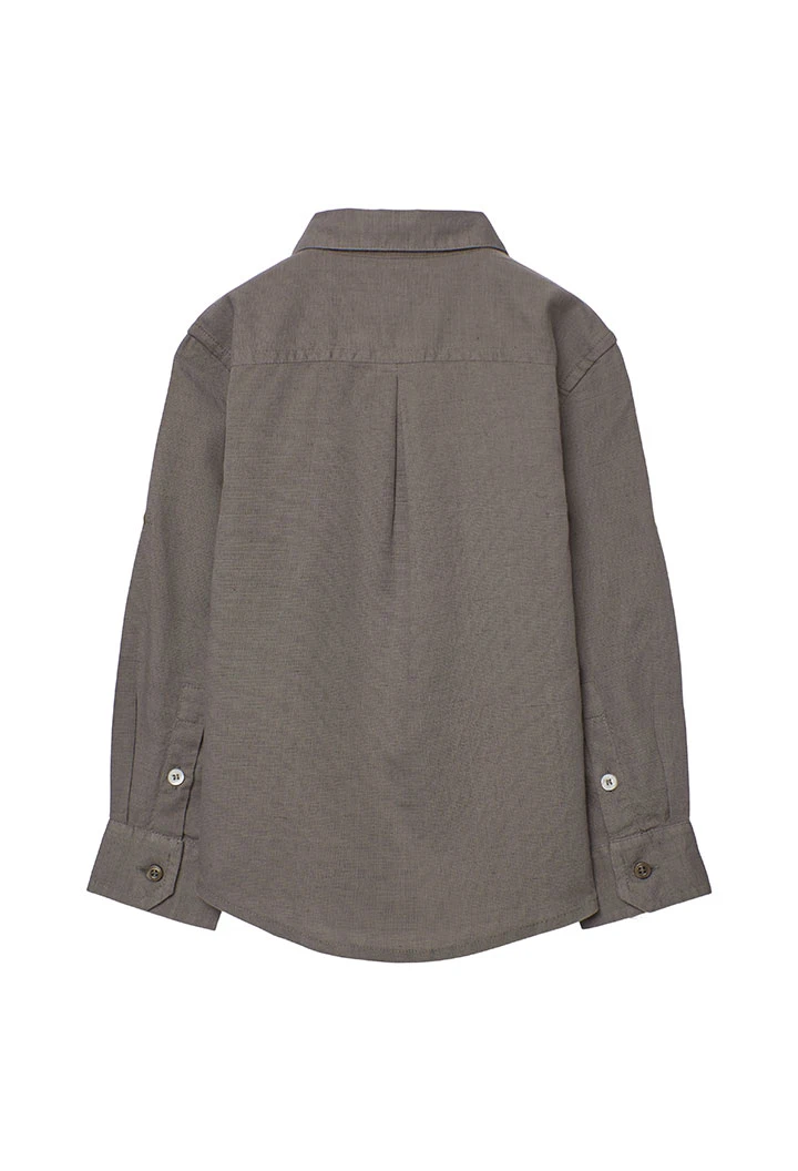 Camicia bambino lino marrone