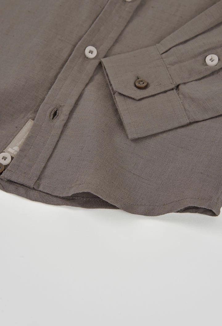 Camicia bambino lino marrone
