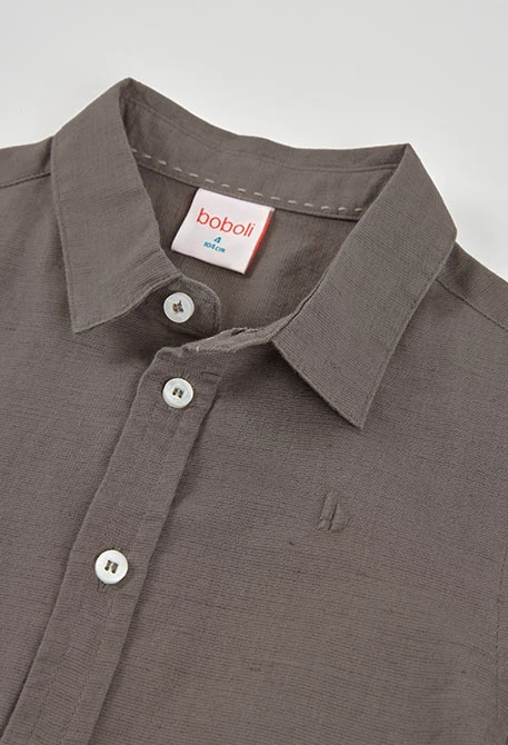 Camisa niño lino marrón