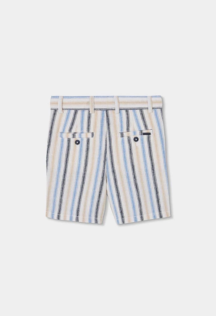 Multicoloured striped linen Bermuda shorts