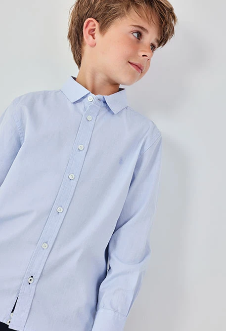 Camisa oxford niño algodón azul celeste