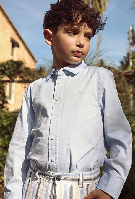 Camicia oxford bambino cotone azzurro chiaro