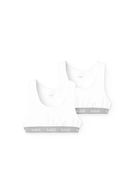 Pack 2 tops de nena en blanc