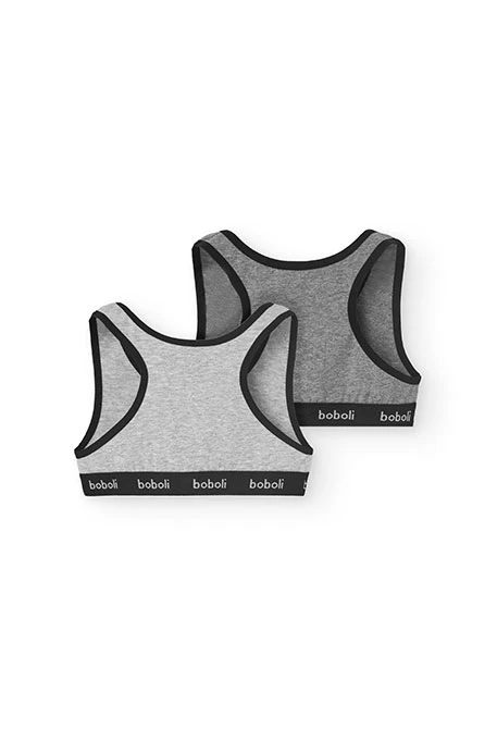 Pack de 2 hauts pour filles en gris