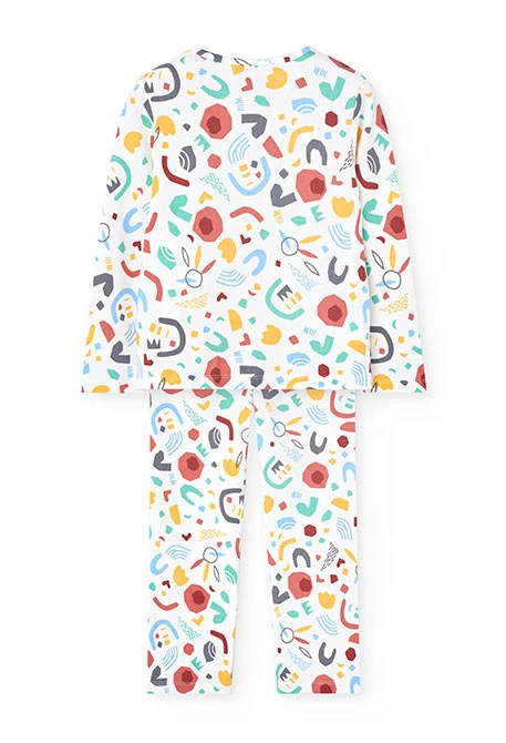 Pijama canelado para menina com estampado em multicolor