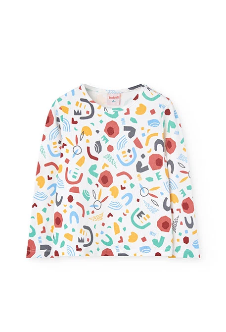 Pijama canelado para menina com estampado em multicolor