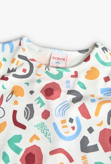 Pijama canelado para menina com estampado em multicolor