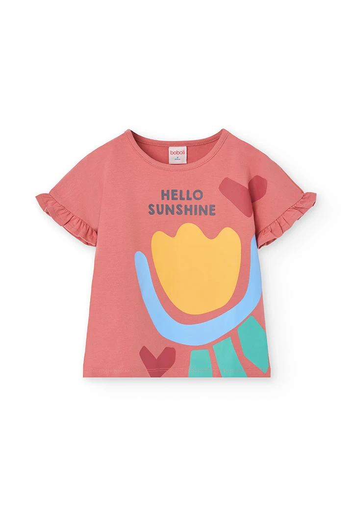 Kurzärmeliger Strickpyjama für Mädchen in Rosa