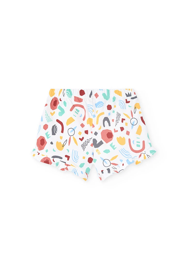 Pijama de malha manga curta para menina em cor-de-rosa.