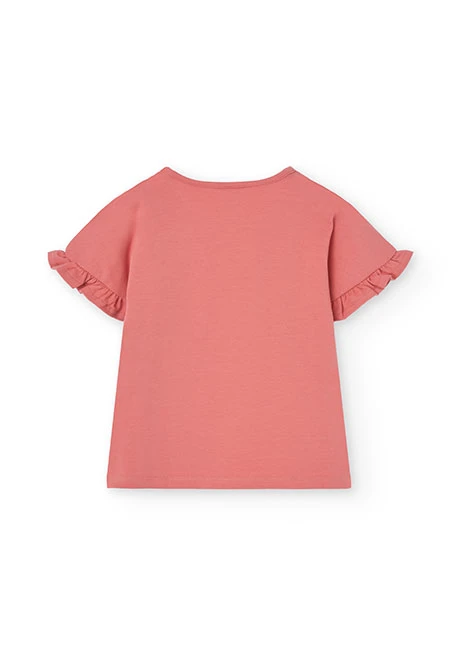 Pijama de punto manga corta para niña en color rosa