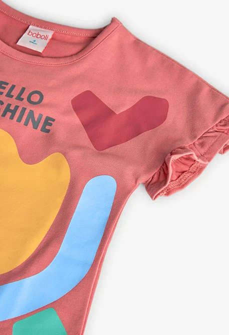 Kurzärmeliger Strickpyjama für Mädchen in Rosa