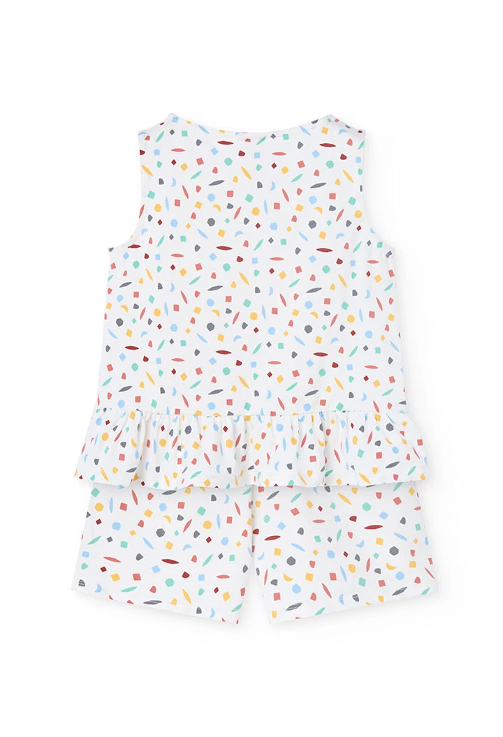 Mädchen-Strickträgerpyjama mit mehrfarbigem Muster
