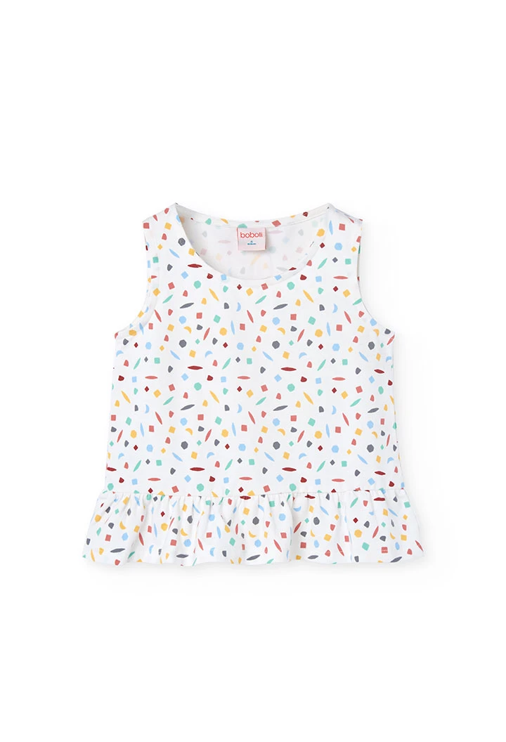 Pigiama a bretelle in maglia per bambina con stampa multicolore