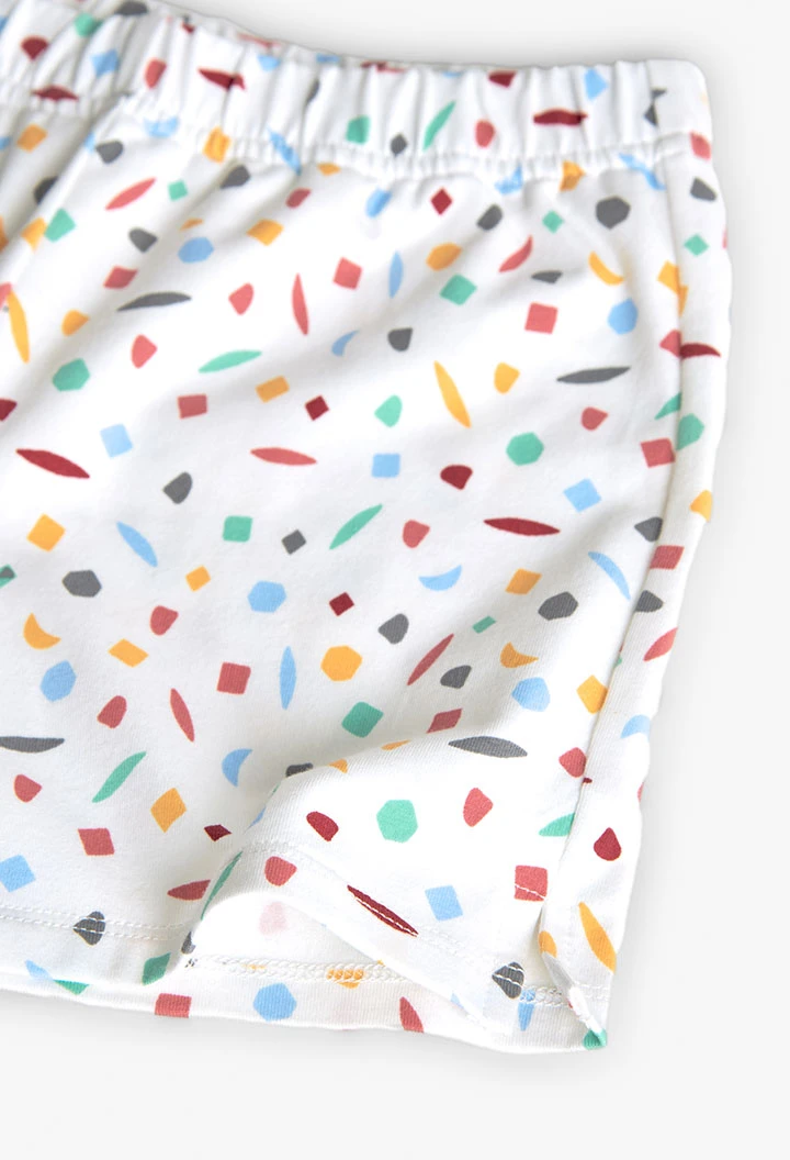 Pigiama a bretelle in maglia per bambina con stampa multicolore