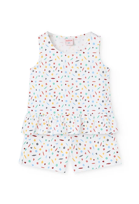 Pijama de alças de malha para menina com estampado multicolor