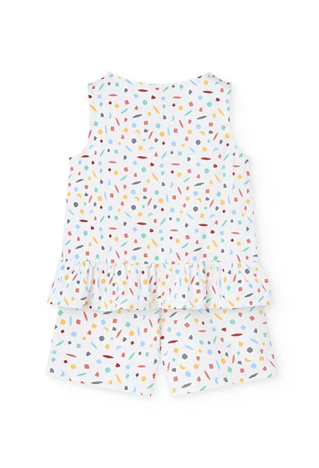 Pijama de alças de malha para menina com estampado multicolor