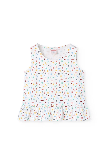 Pijama de alças de malha para menina com estampado multicolor