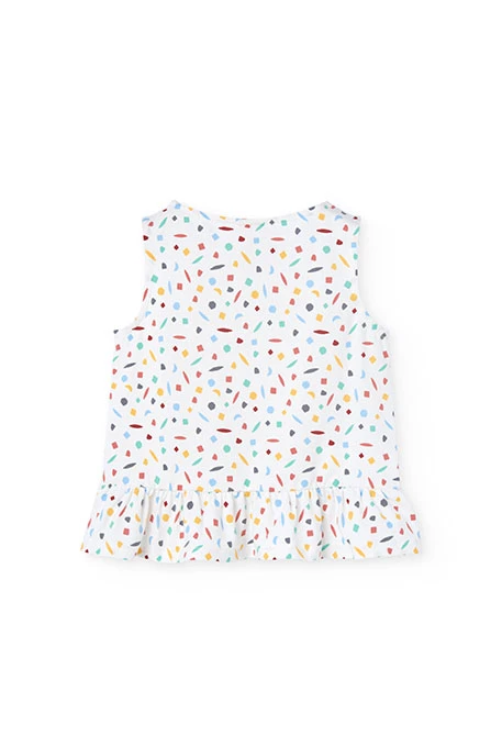 Pijama de alças de malha para menina com estampado multicolor