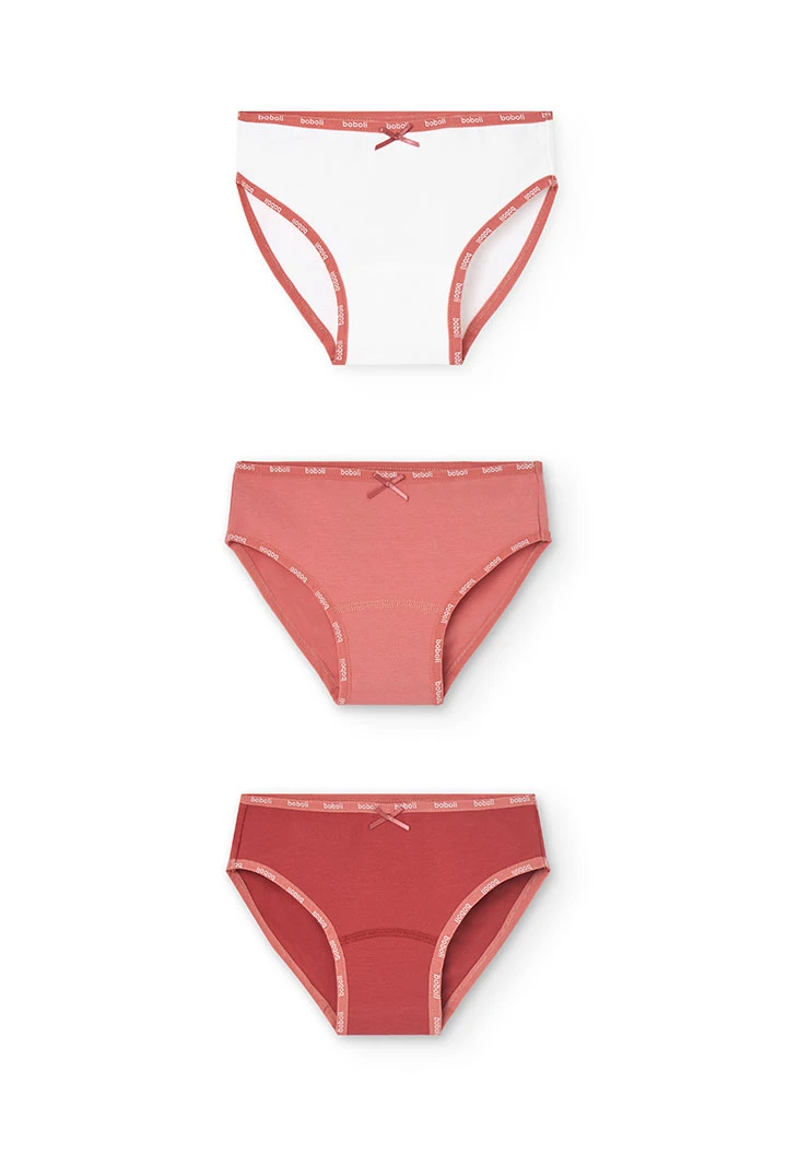 Confezione da 3 mutandine in maglia per bambina di colore rosa