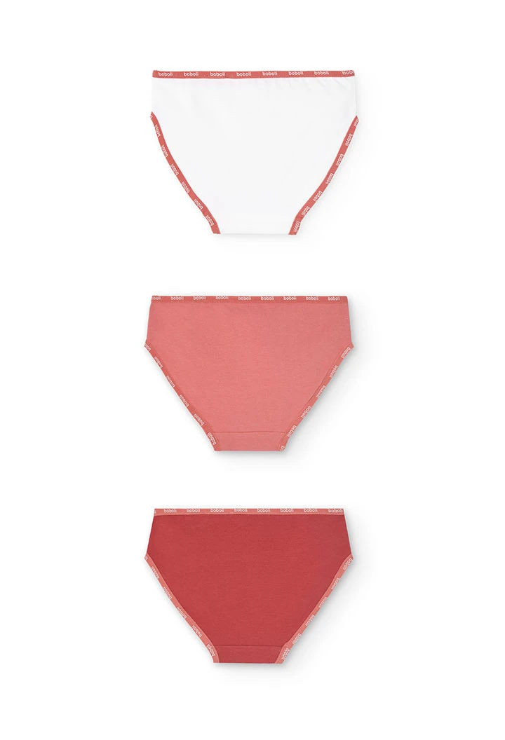 Confezione da 3 mutandine in maglia per bambina di colore rosa