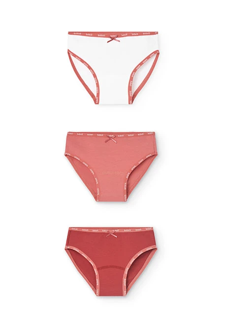 Pack de 3 braguitas de punto para niña en color rosa