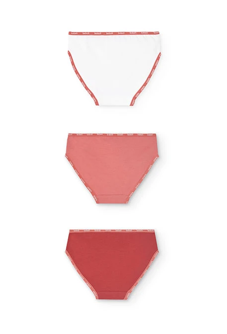 Pack de 3 braguitas de punto para niña en color rosa