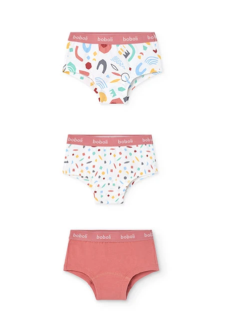 Pacco di slip in maglia per bambina con stampa