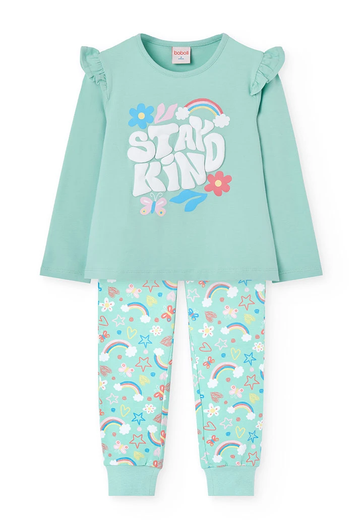 Strickpyjama für Mädchen in Grün