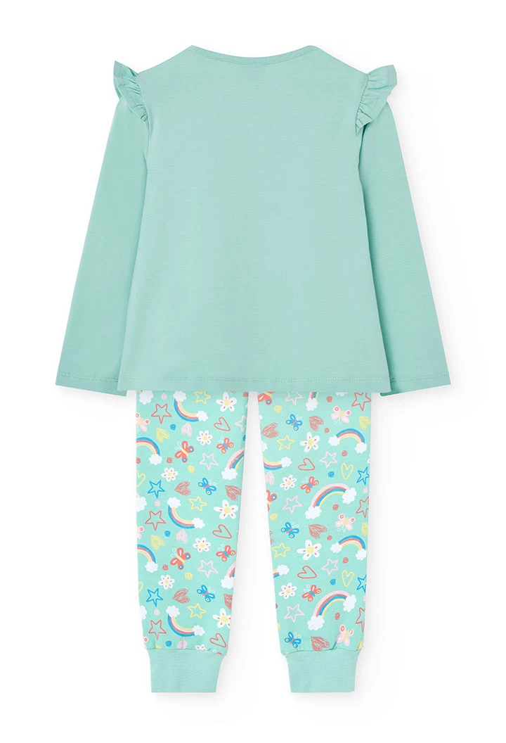 Strickpyjama für Mädchen in Grün