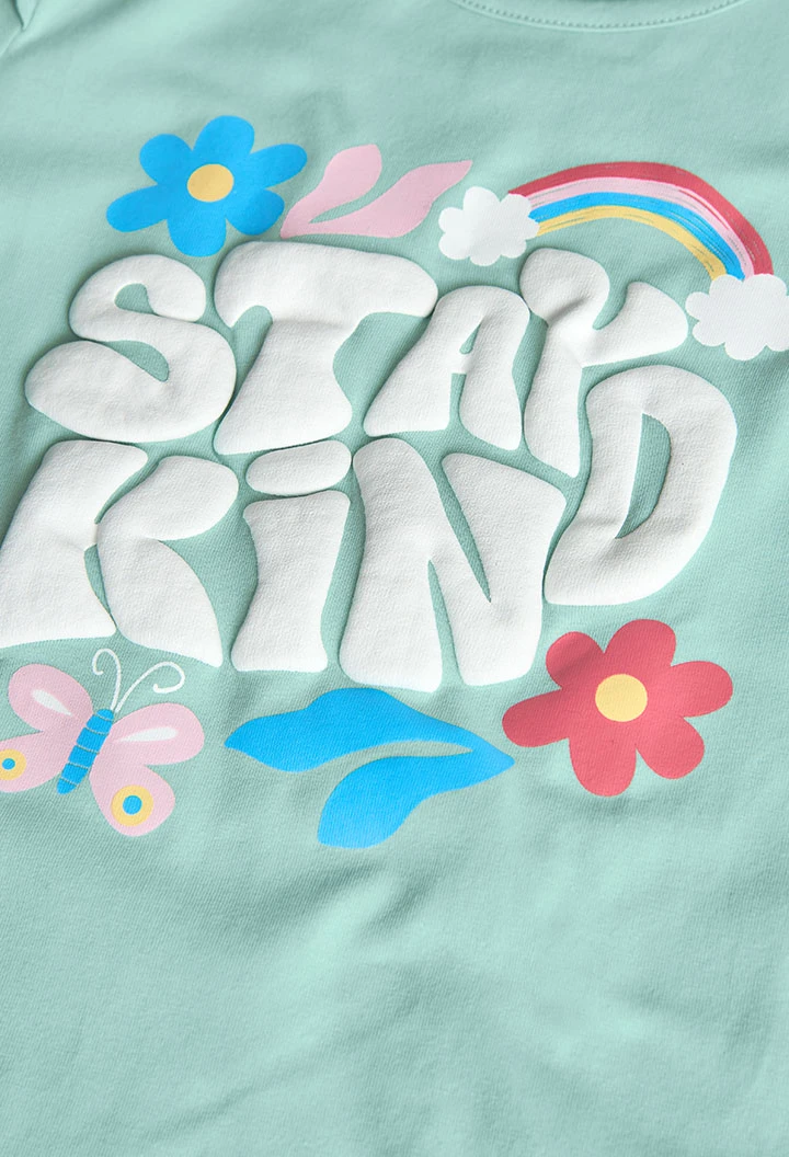 Pigiama in maglia per bambina di colore verde