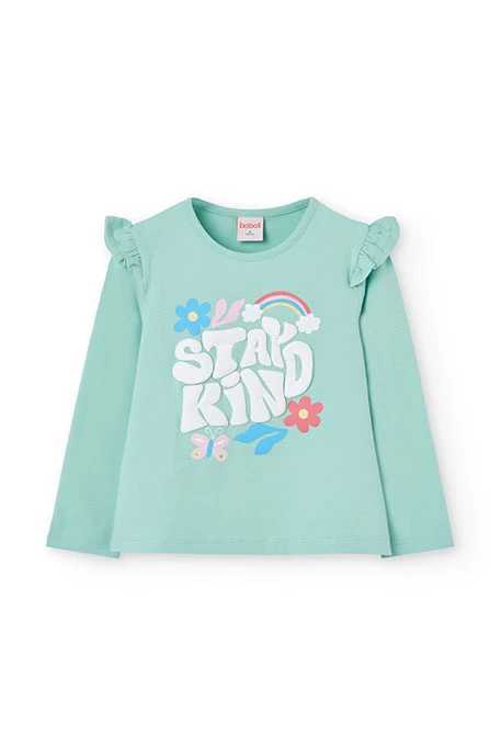 Pijama de punto para niña en color verde