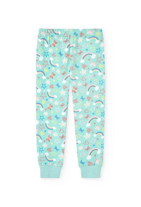 Pijama de punto para niña en color verde