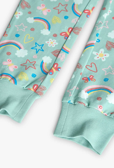 Pijama de punto para niña en color verde