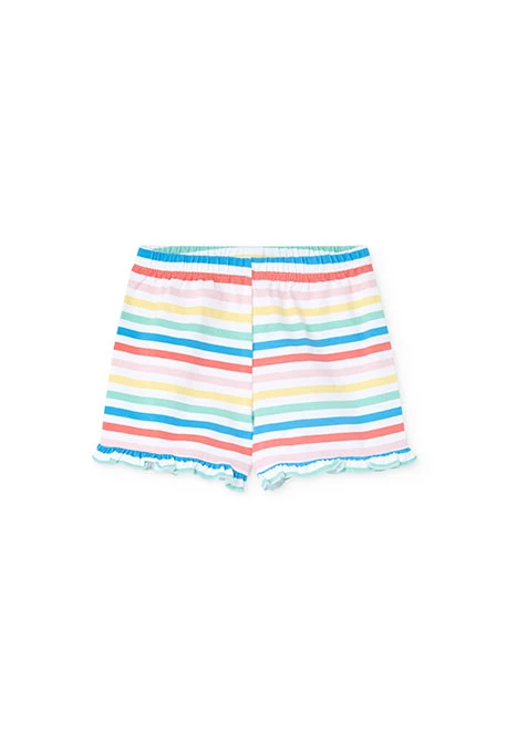 Pijama de punto de tirantes para niña en color blanco